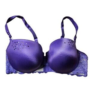 Cacique Purple Crystal and Lace Bra Size 40D